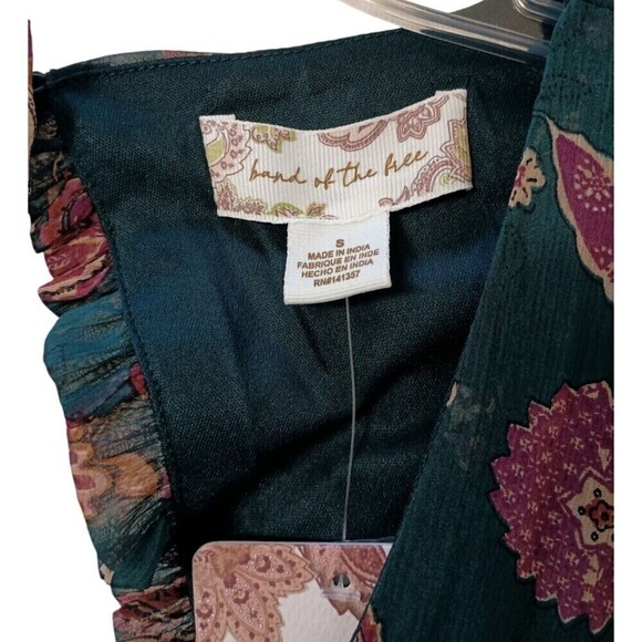 Band of the Free BOG Dress Small Run the World Pine Berry Boho Floral Flowy Midi - Picture 9 of 16